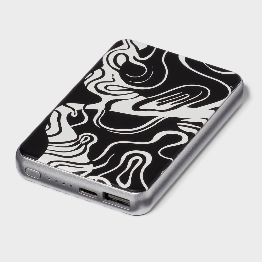 5000mAh Black and White Abstract Portable Charger